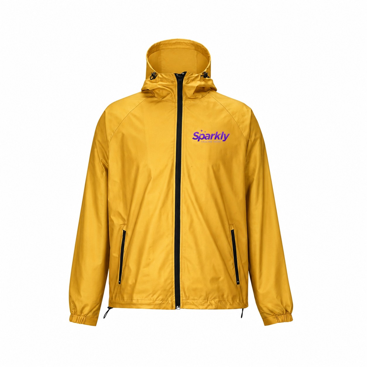 Lightweight Polyester Full-Zip Hooded Jacket — Gold