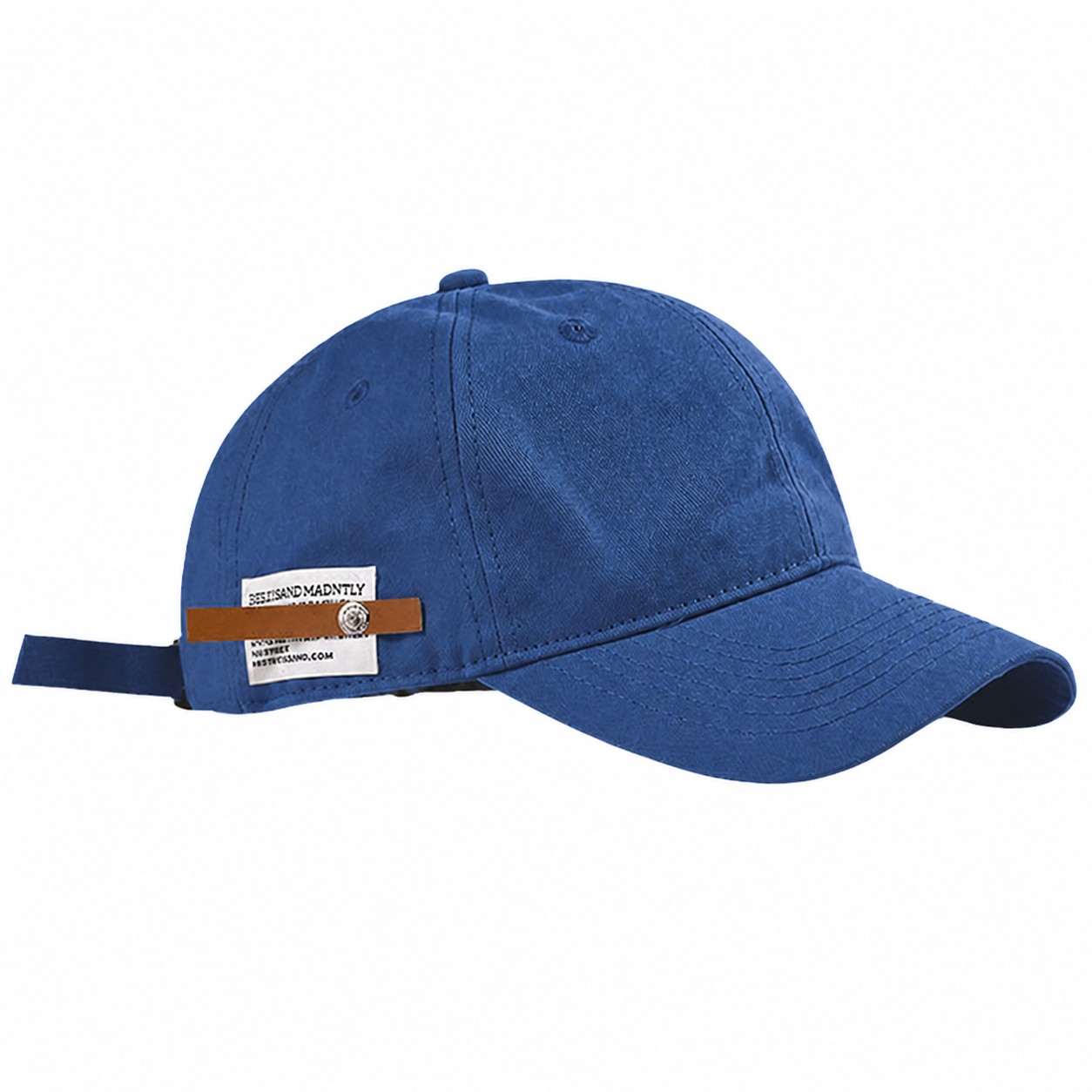 Side Label Polyester Baseball Cap — Blue