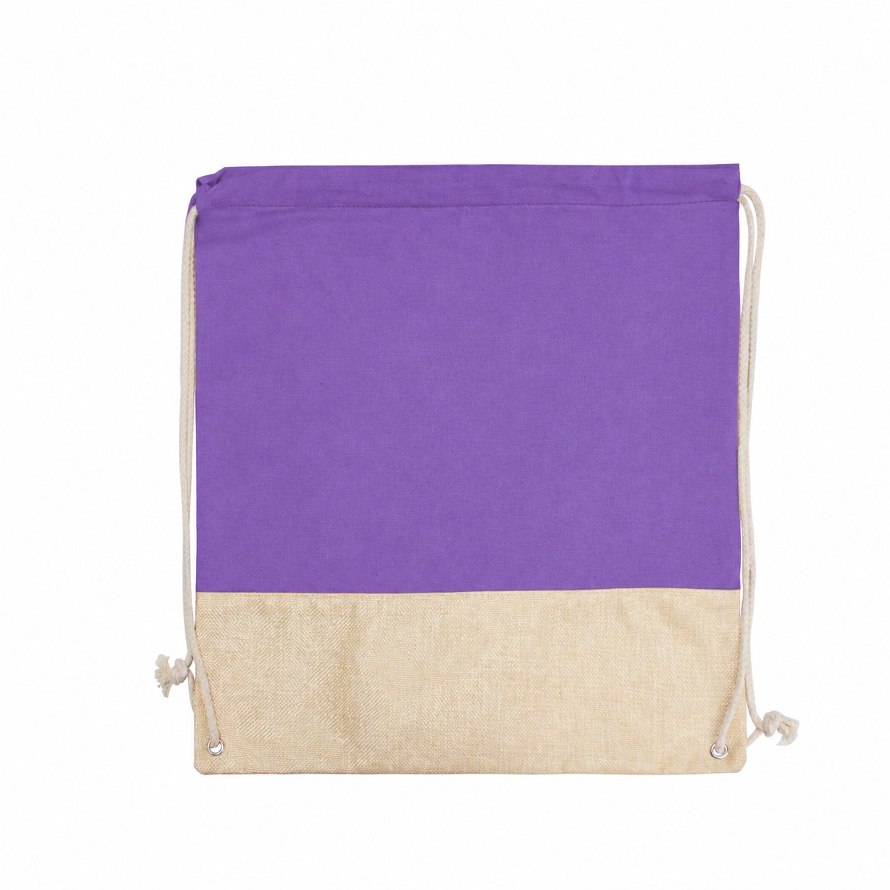 Cotton Metal Grommets Drawstring Bag — Purple