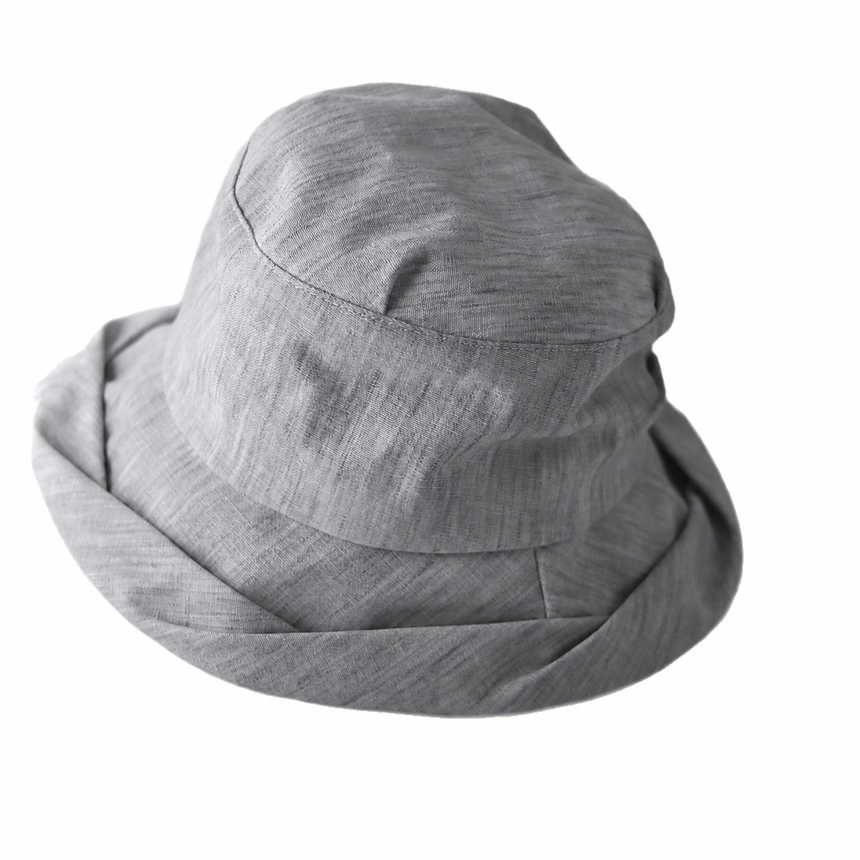Fabric Pleated Basin Bucket Hat — Gray