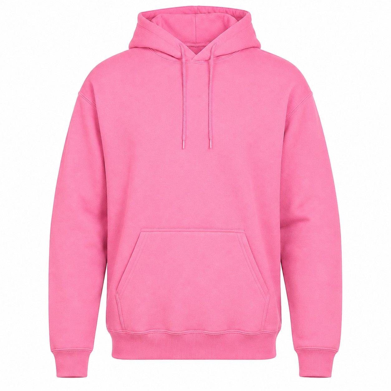 Cotton Polyester Blend Pullover Hooded Sweatshirt — Pink