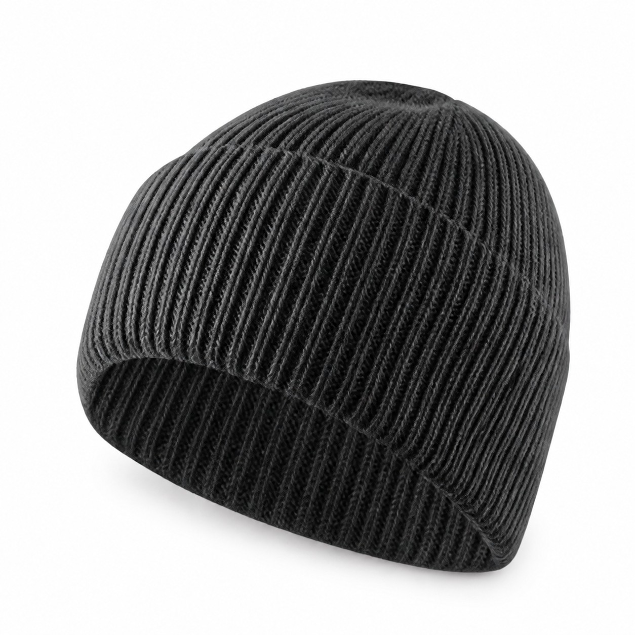 Fold Cuff Cashmere Beanie — Dark Gray