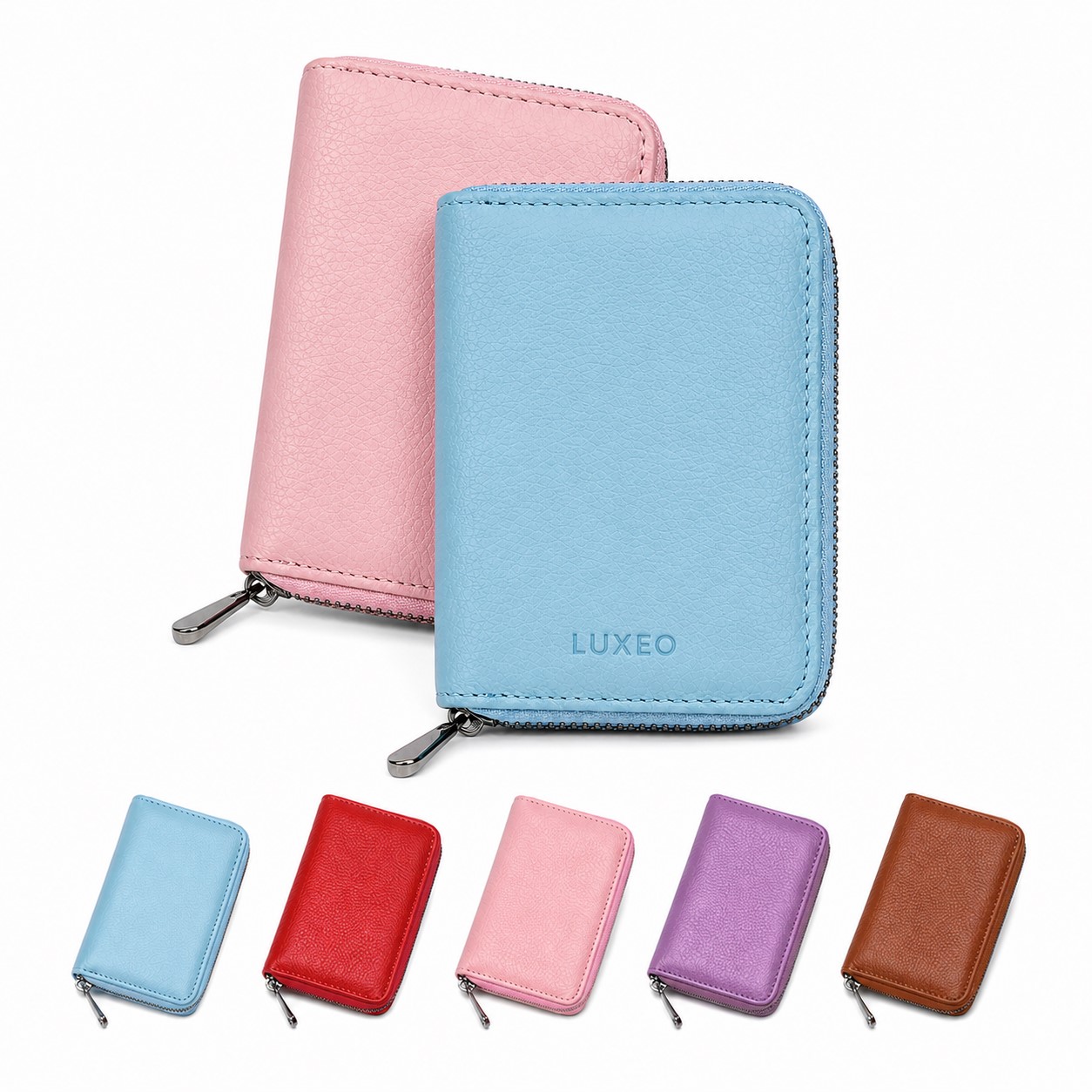 Leather Zip Around RFID Card Holder