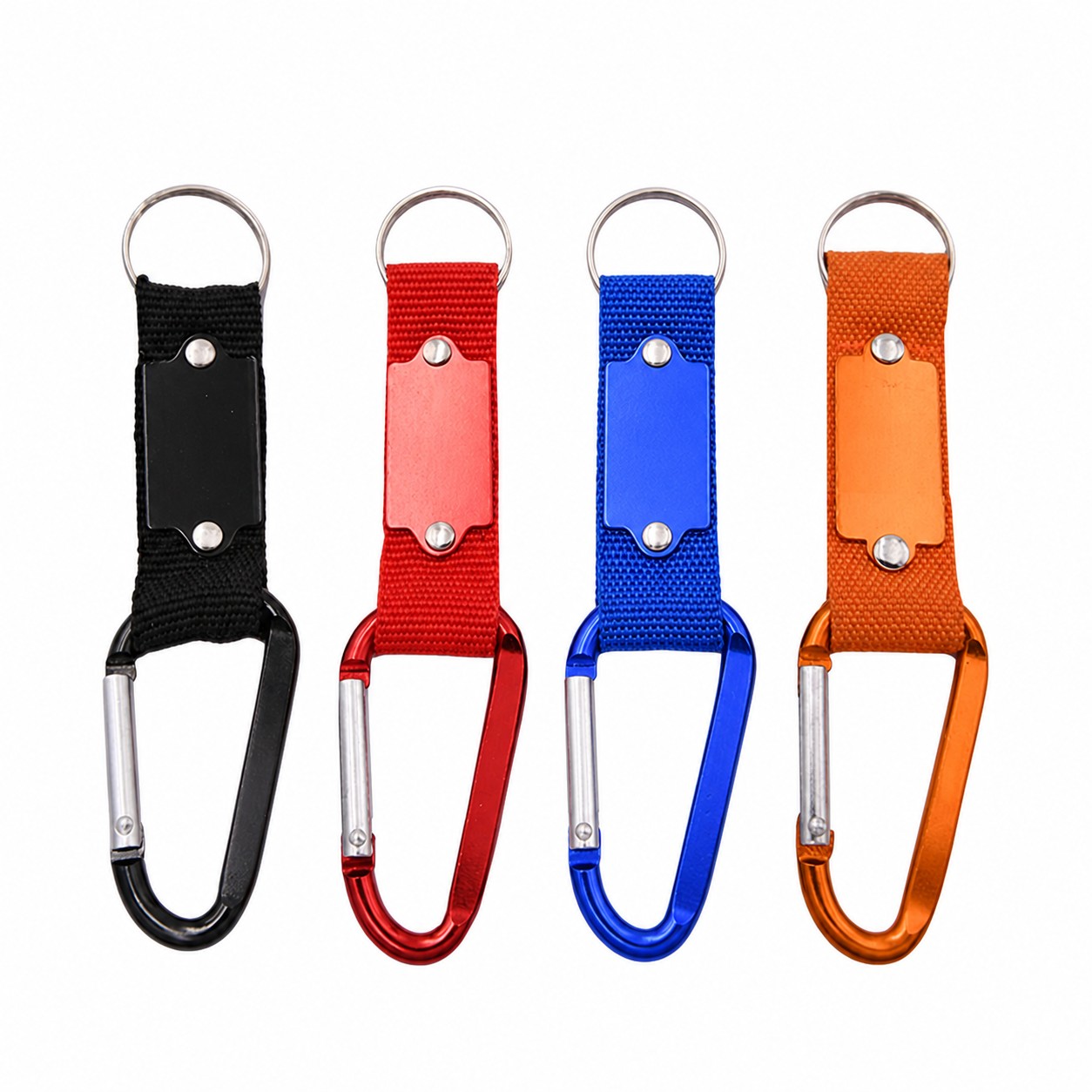 Aluminum Plate Carabiner Keychain — Blue