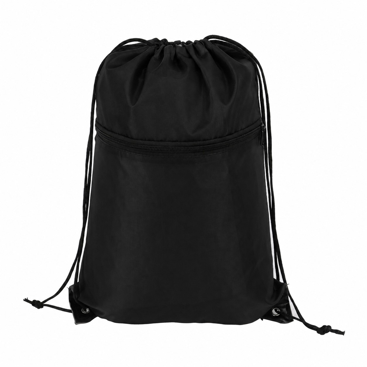 210D Polyester Roomy Drawstring Bag — Black