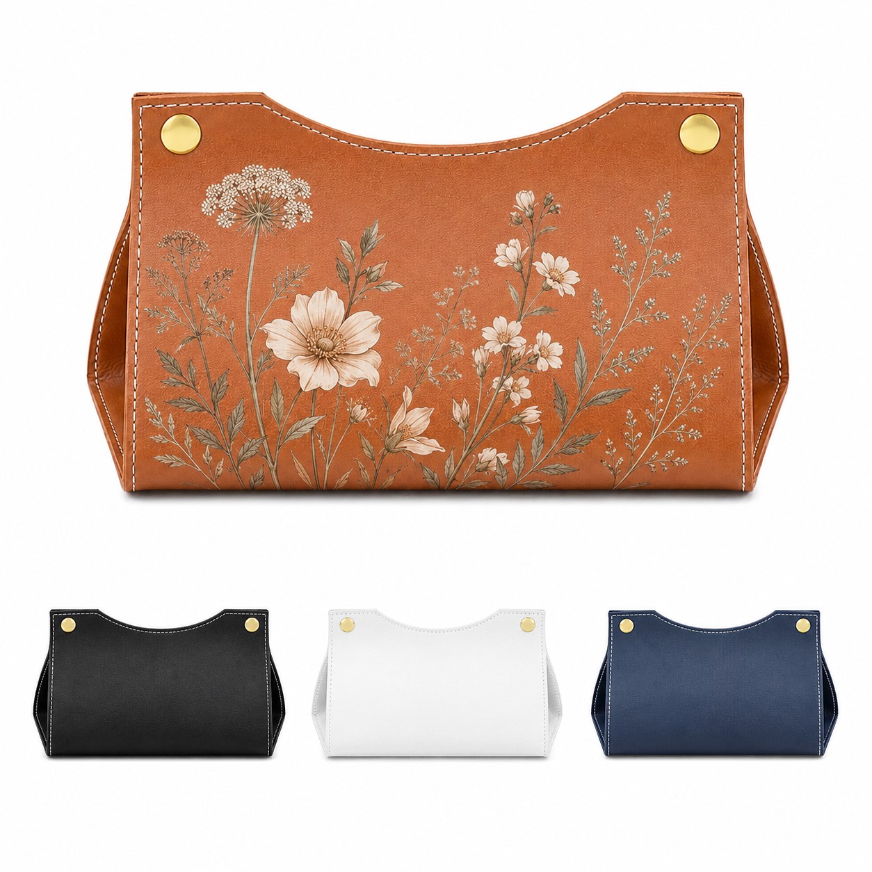 Buttoned PU Tissue Box Cover