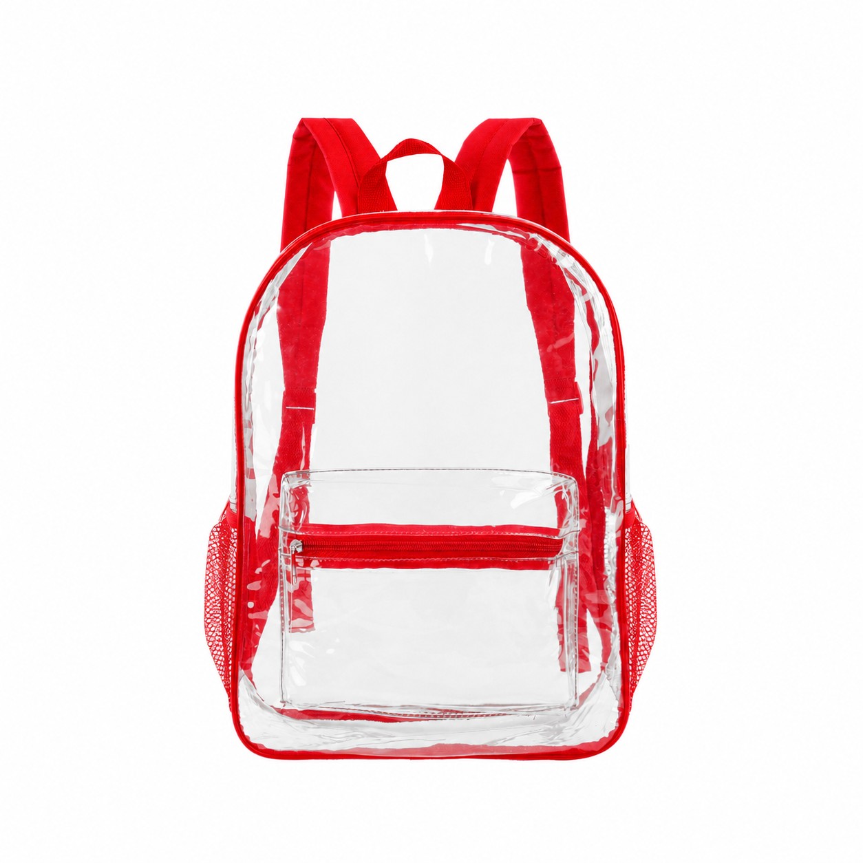 PVC Zippered Storage Backpack — Red