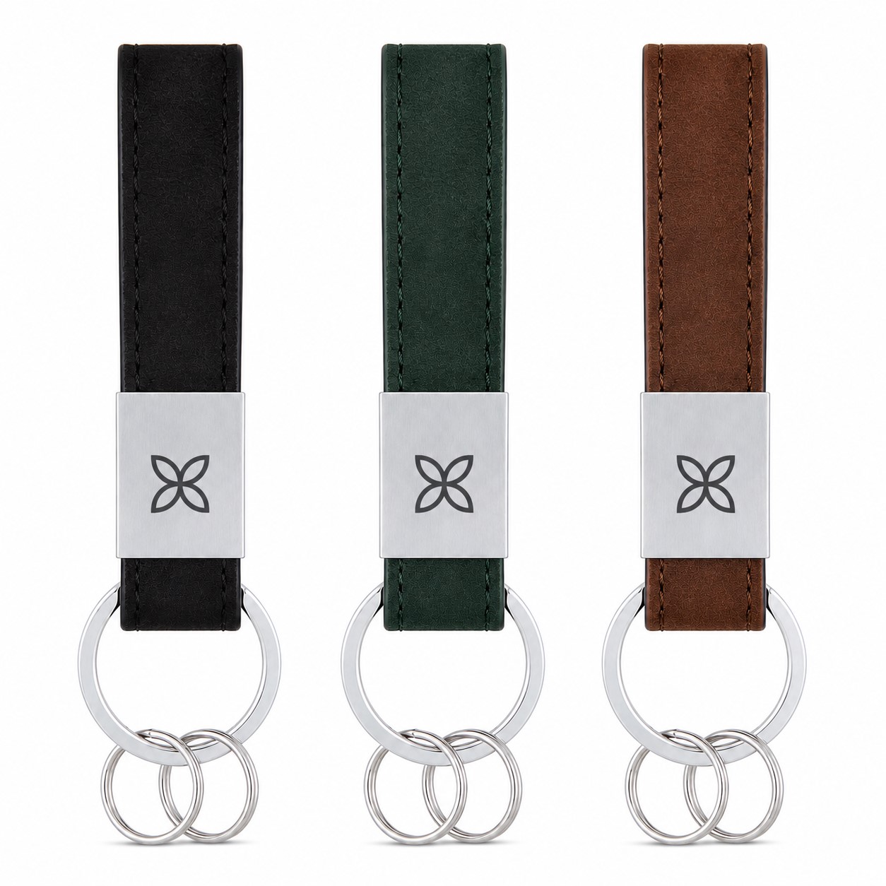 Stitched PU Key Fob With Split Rings