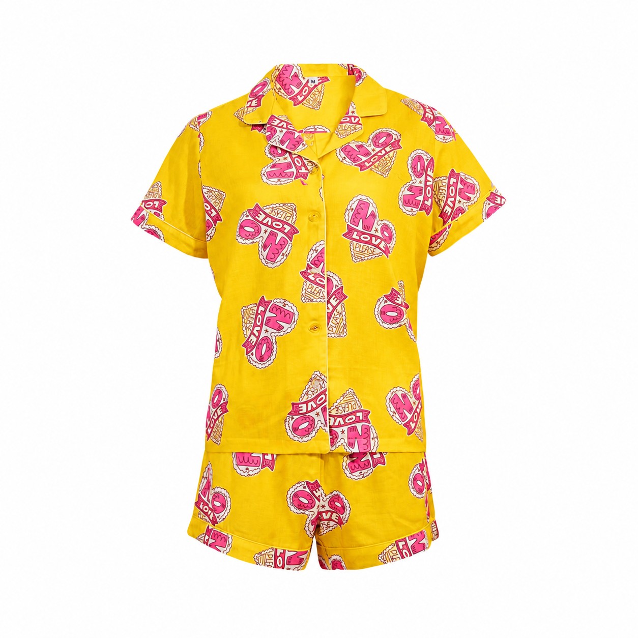 Cotton Pajama Shorts Set — Yellow
