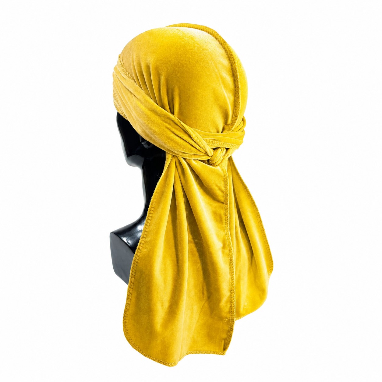 Velvet Long Tail Durag Headwrap — Yellow
