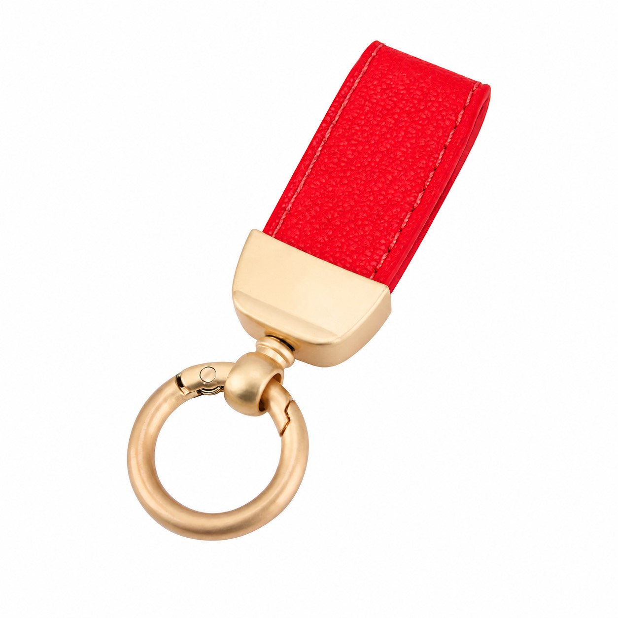 Detachable PU Strap Keychain Ring — Red