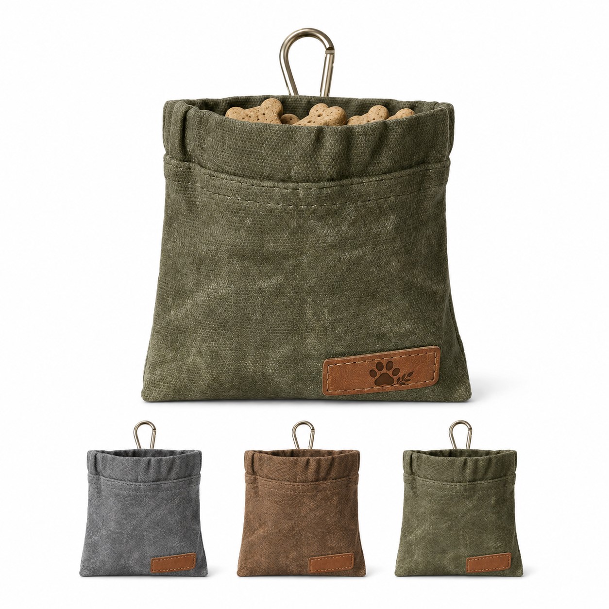 Cotton Dog Treat Pouch With Carabiner