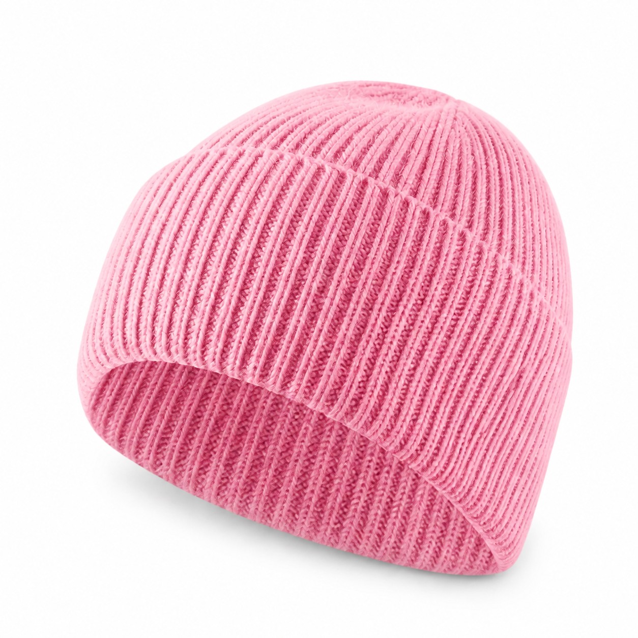 Fold Cuff Cashmere Beanie — Pink