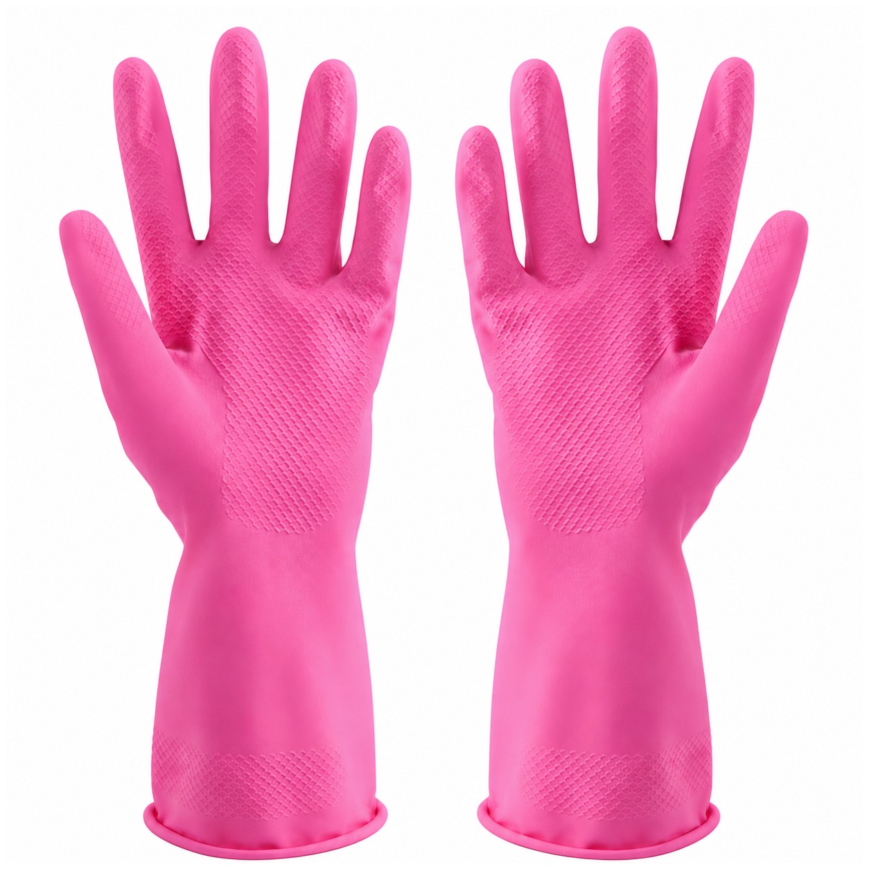 Long Cuff Rubber Cleaning Gloves — Pink