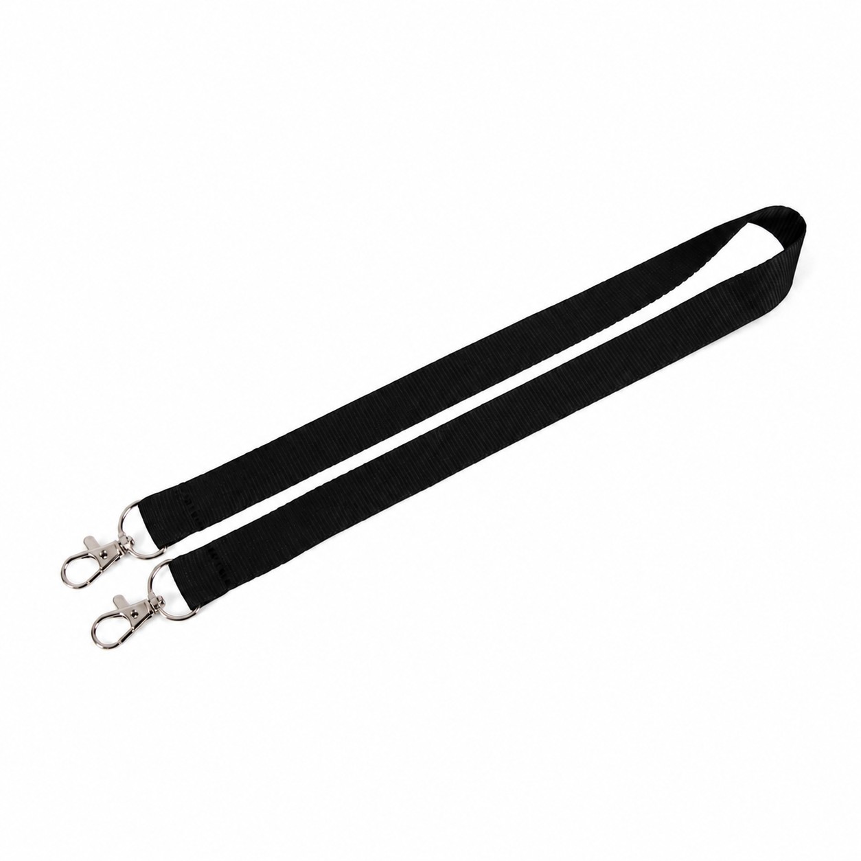 Polyester Dual Clip Lanyard — Black