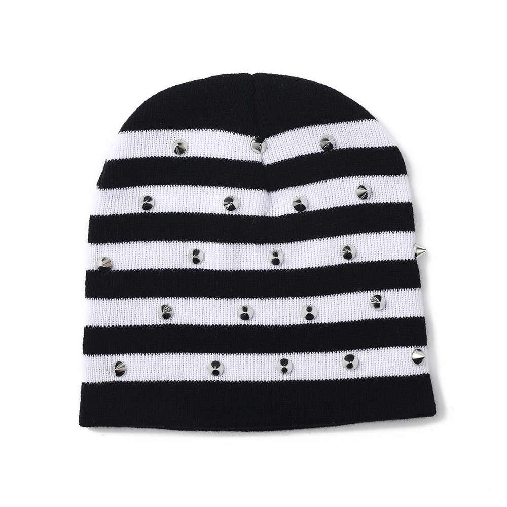 Cotton Striped Studded Beanie — view 2