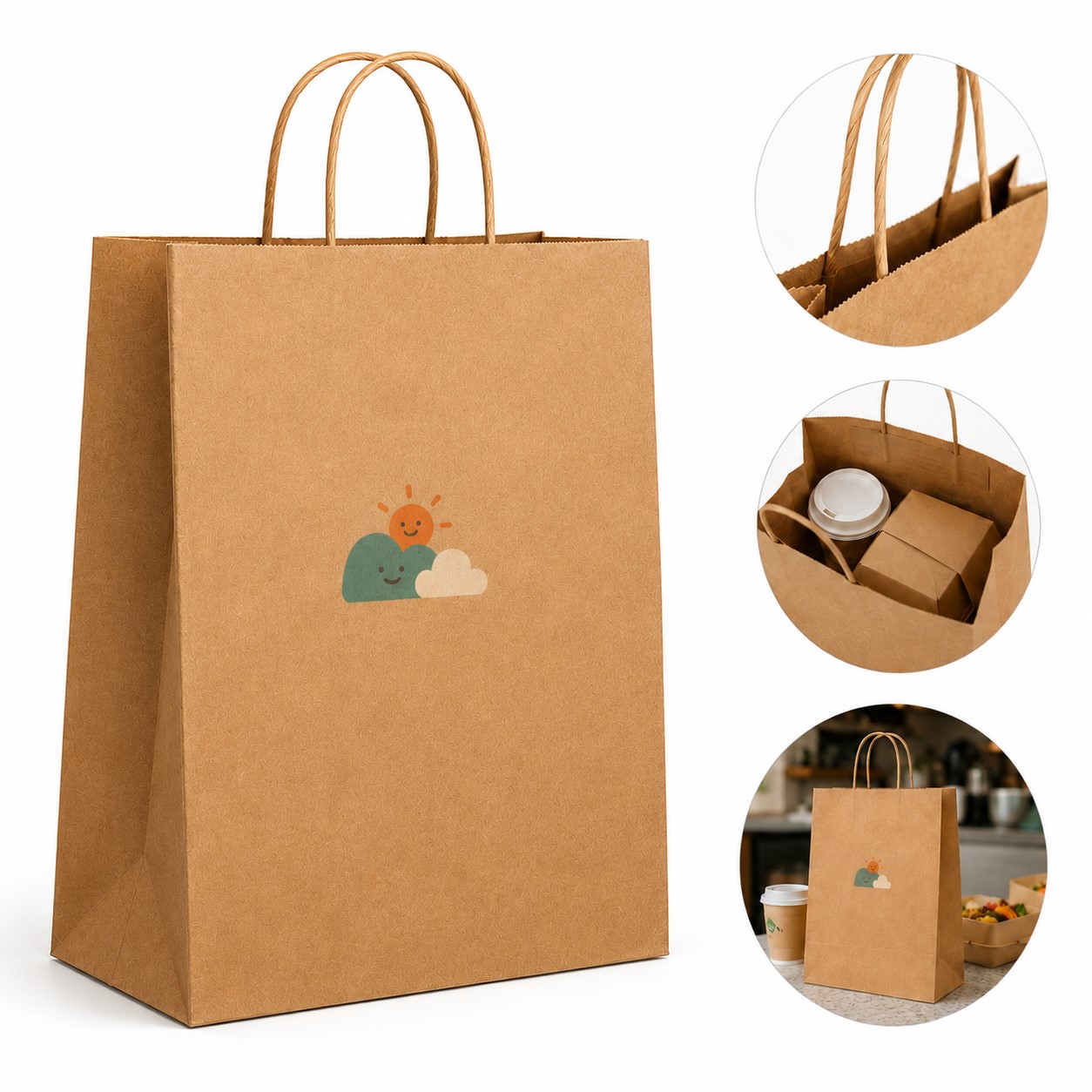 Gusseted 130 GSM Kraft Takeout Bag
