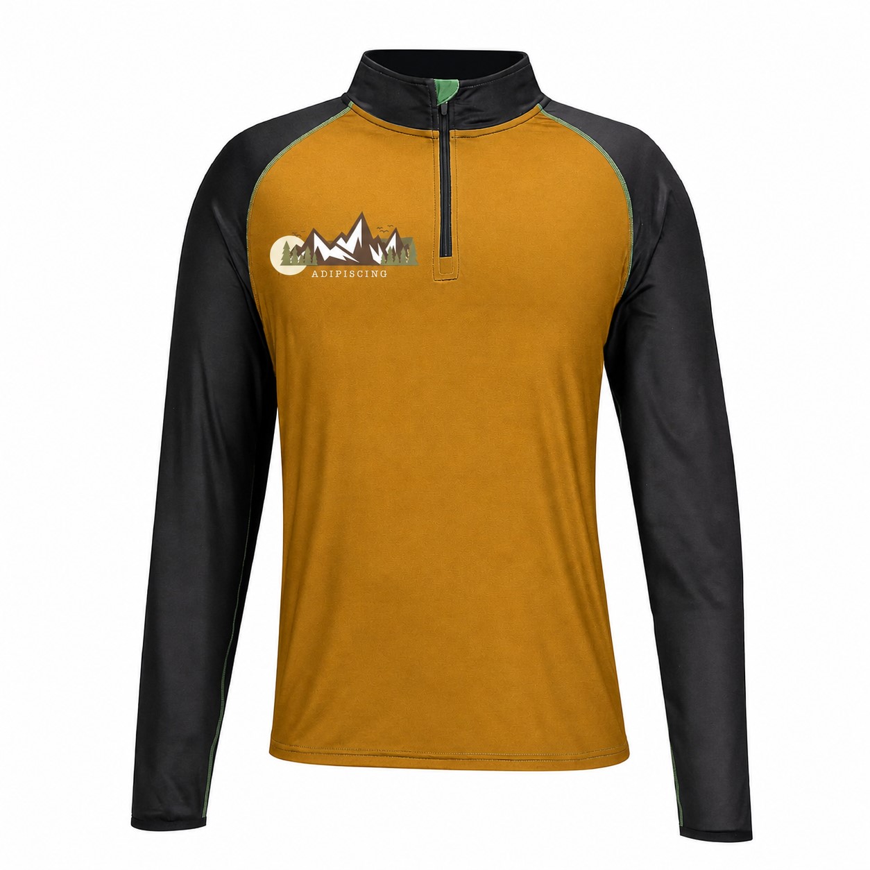Quarter-Zip Neckline Raglan Sleeves Sweatshirt — Gold