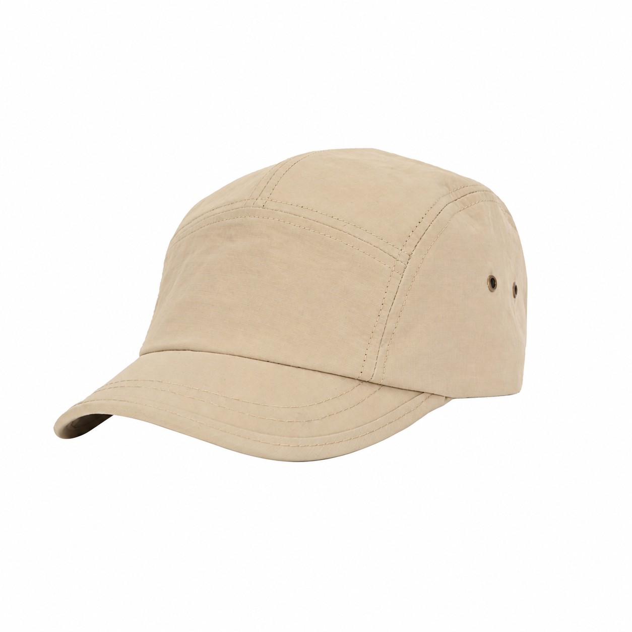 5 Panel Flat Bill Performance Cap — Khaki Beige