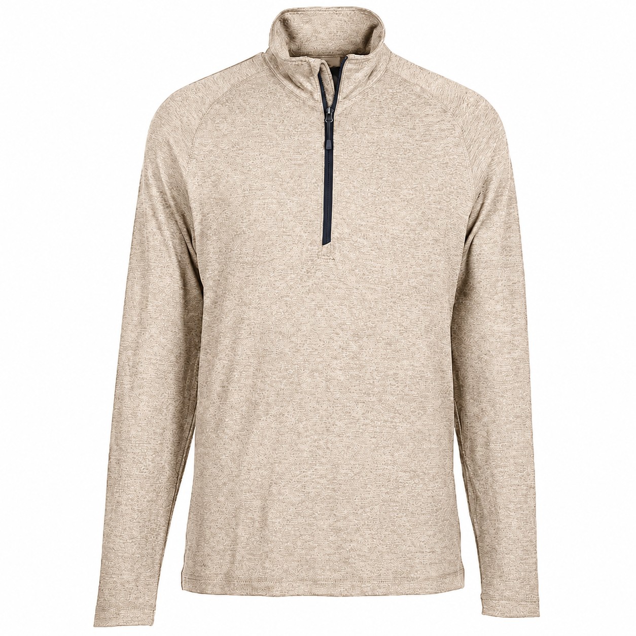 Cotton Pocket Quarter Zip Shirt — Beige