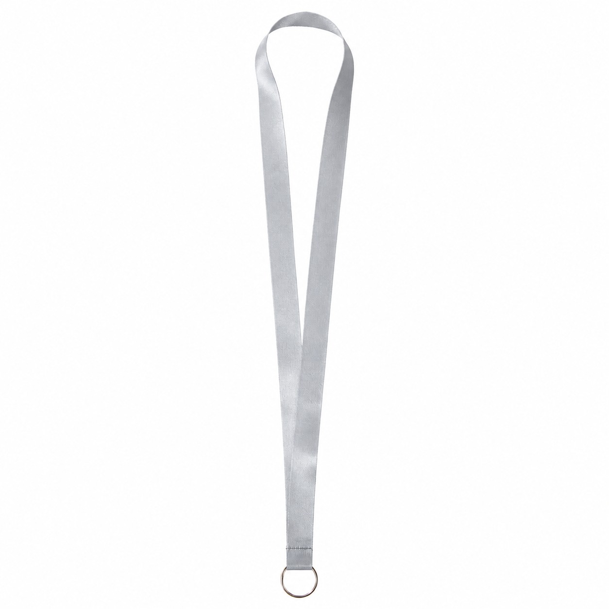 Satin Polyester Split Ring Lanyard — Silver