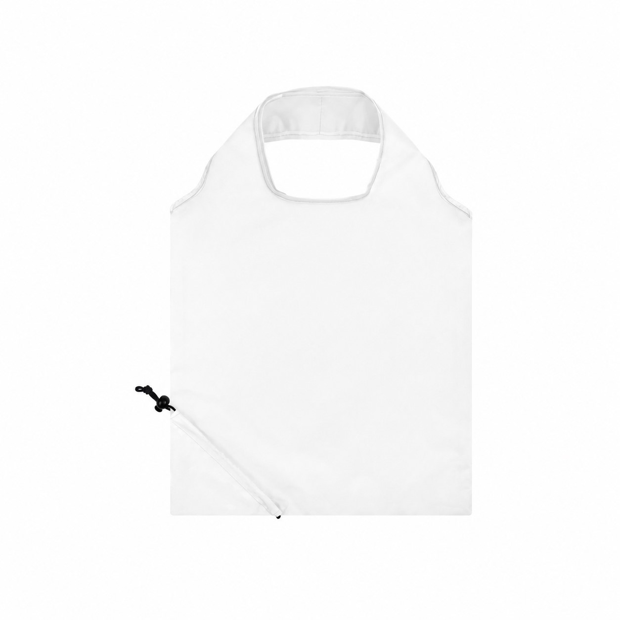 210T Polyester Foldable Tote with Drawstring Pouch — White