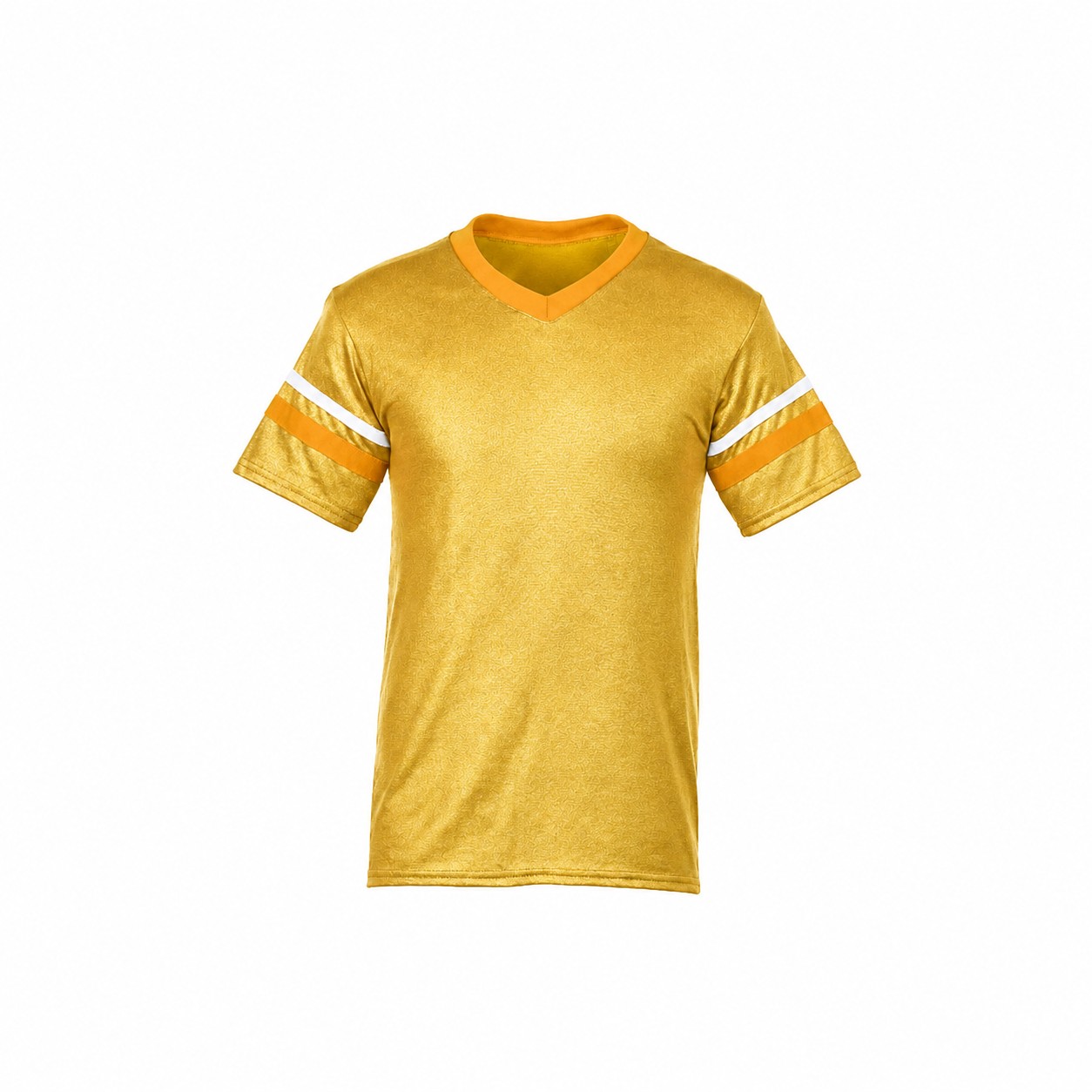 Stripe Trim Cotton Polyester V Neck Shirt — Gold