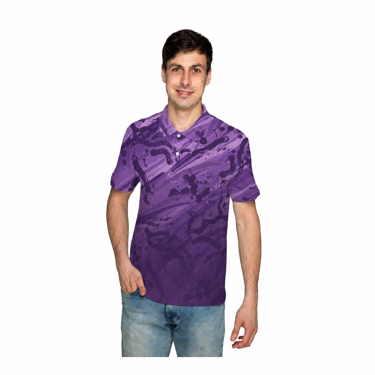 Polyester Performance Polo Shirt — Purple