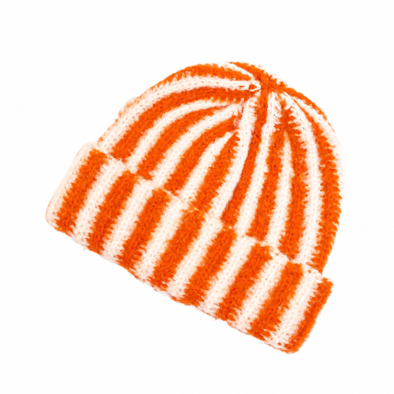 Color Block Polyester Cuffed Beanie — Orange