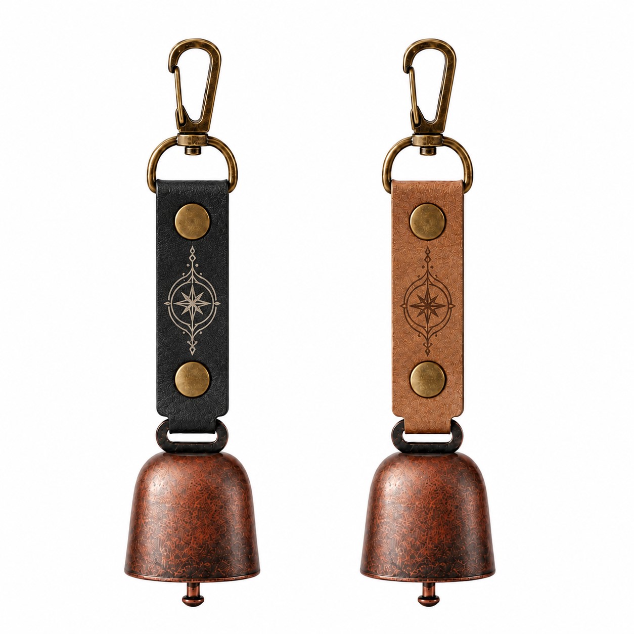 Leather Hiking Bear Bell With Magnetic Silencer