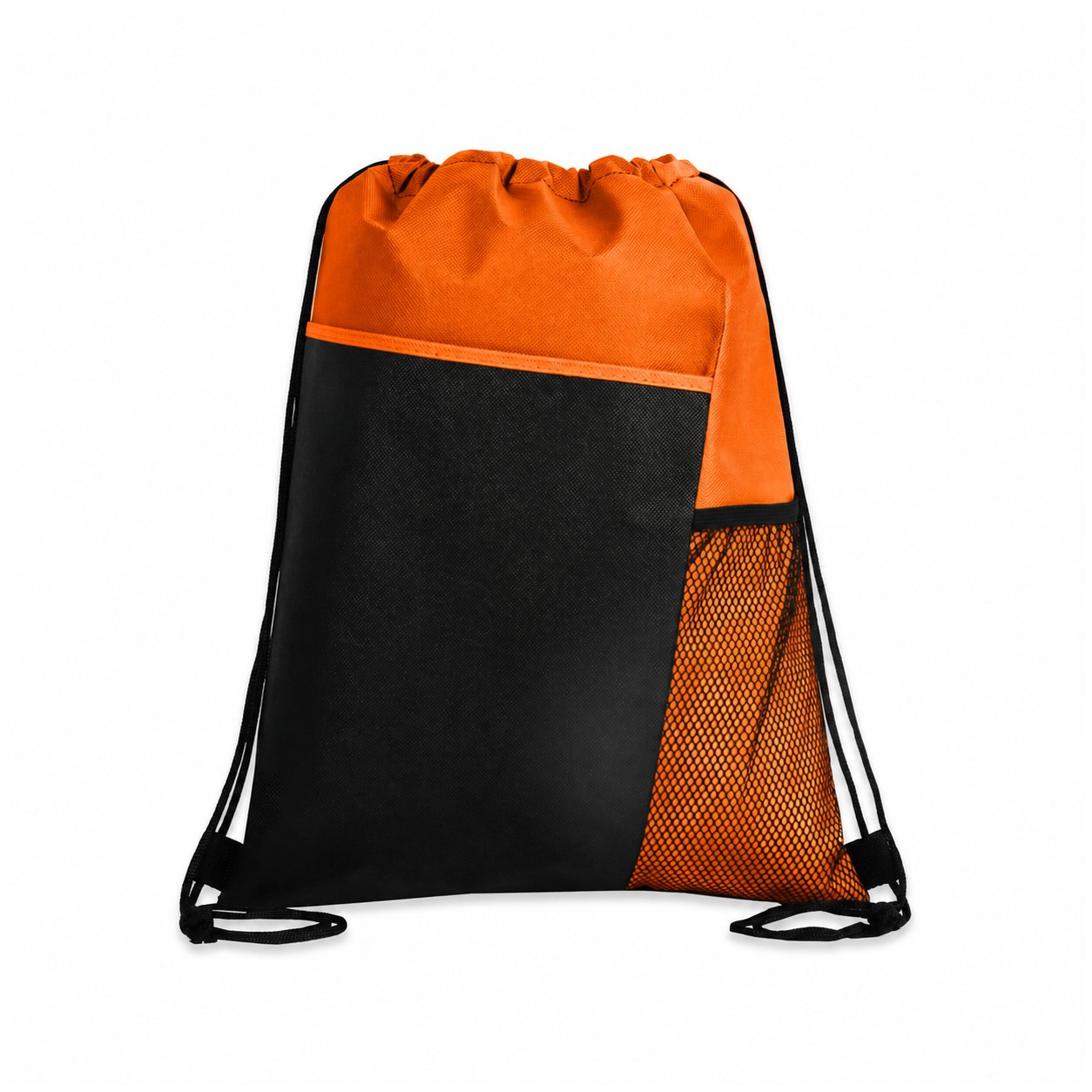 Tri-Color Mesh Drawstring Backpack — Orange