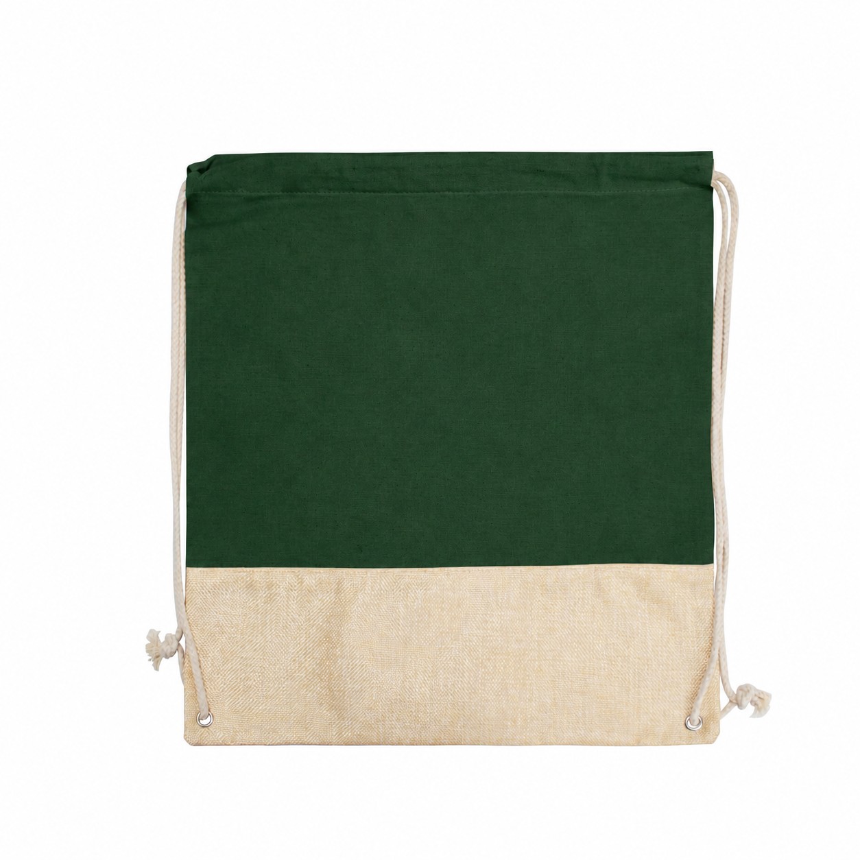 Cotton Metal Grommets Drawstring Bag — Forest Green