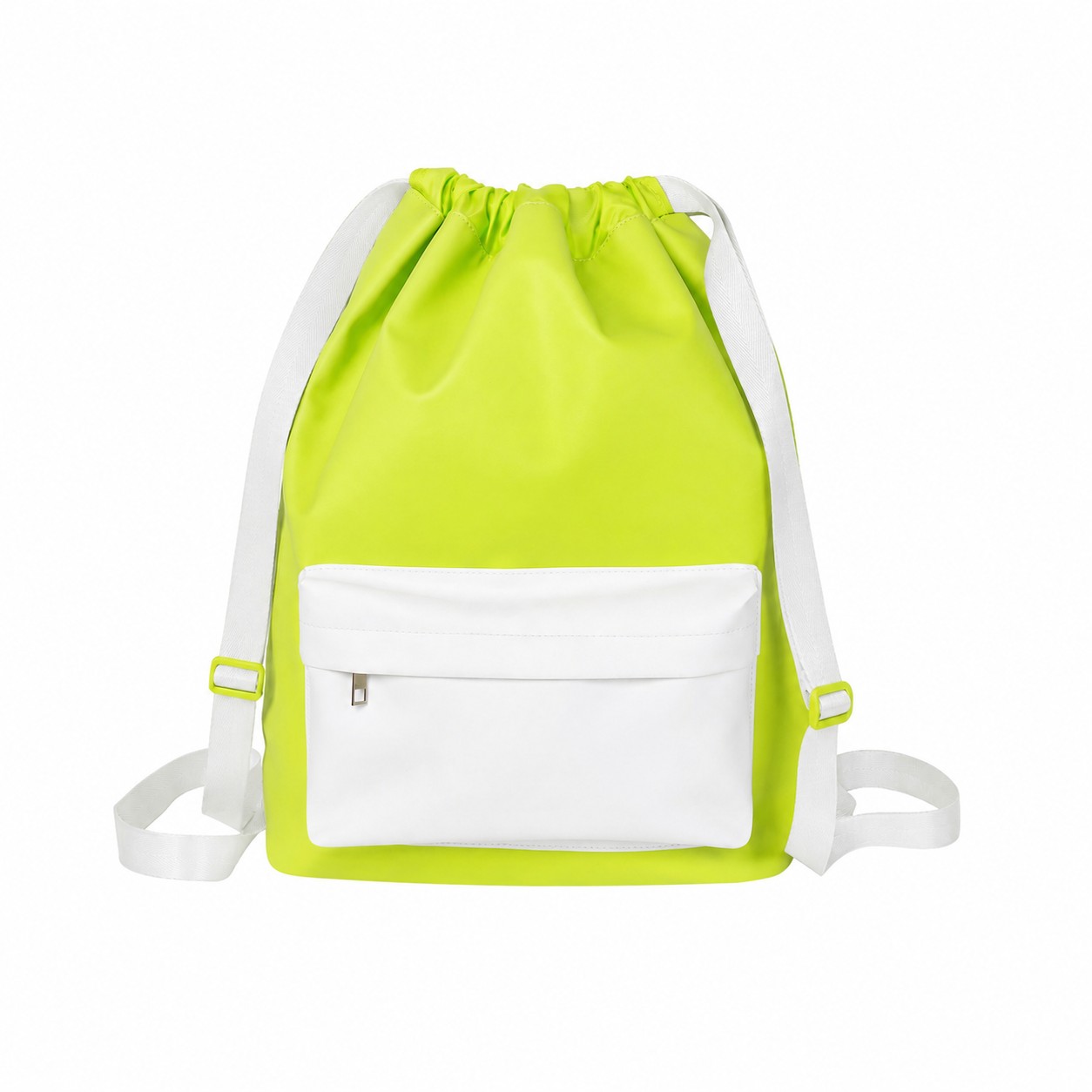 Functional Drawstring Bag — Lime Yellow/White