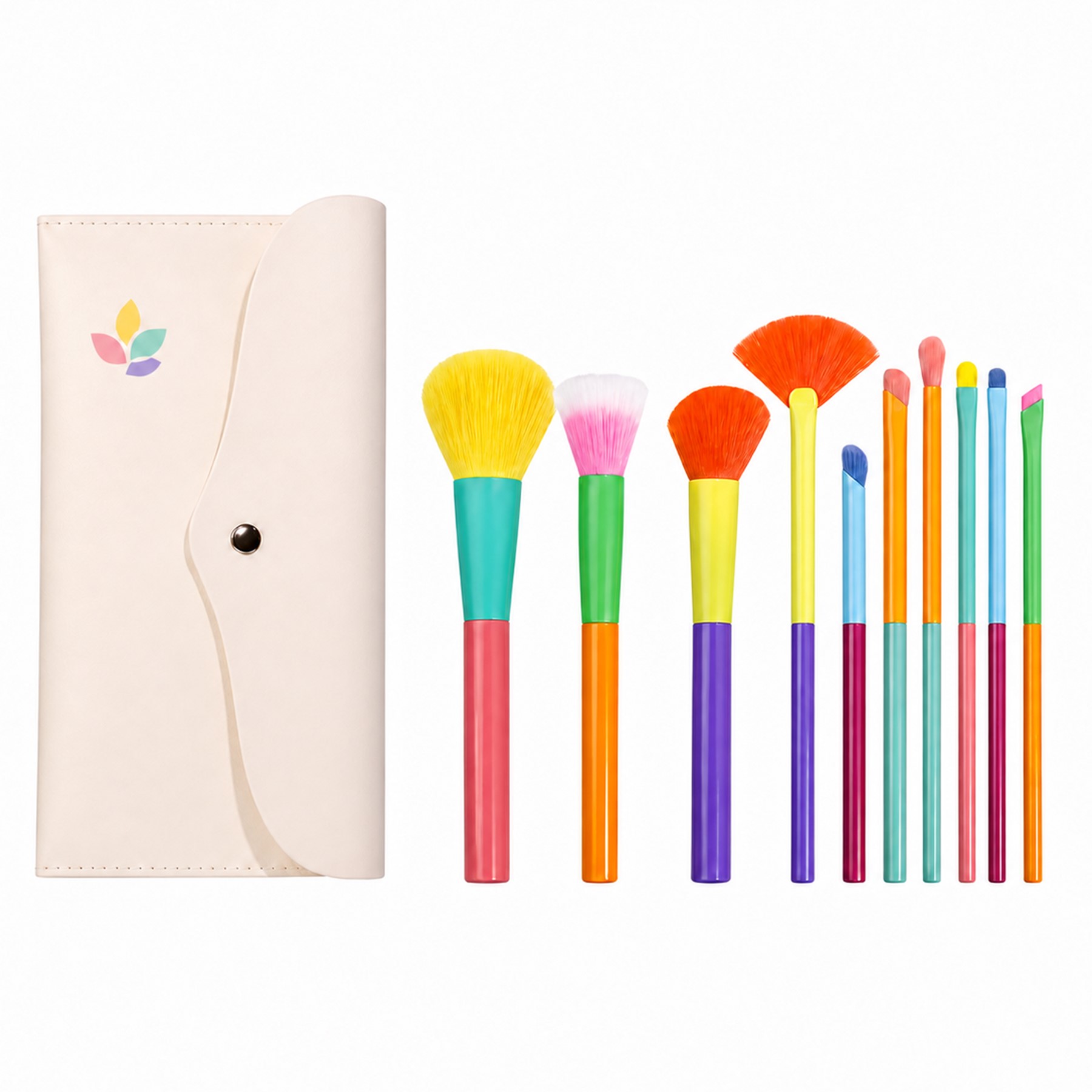 Colorful Synthetic Ten Piece Makeup Brush Set