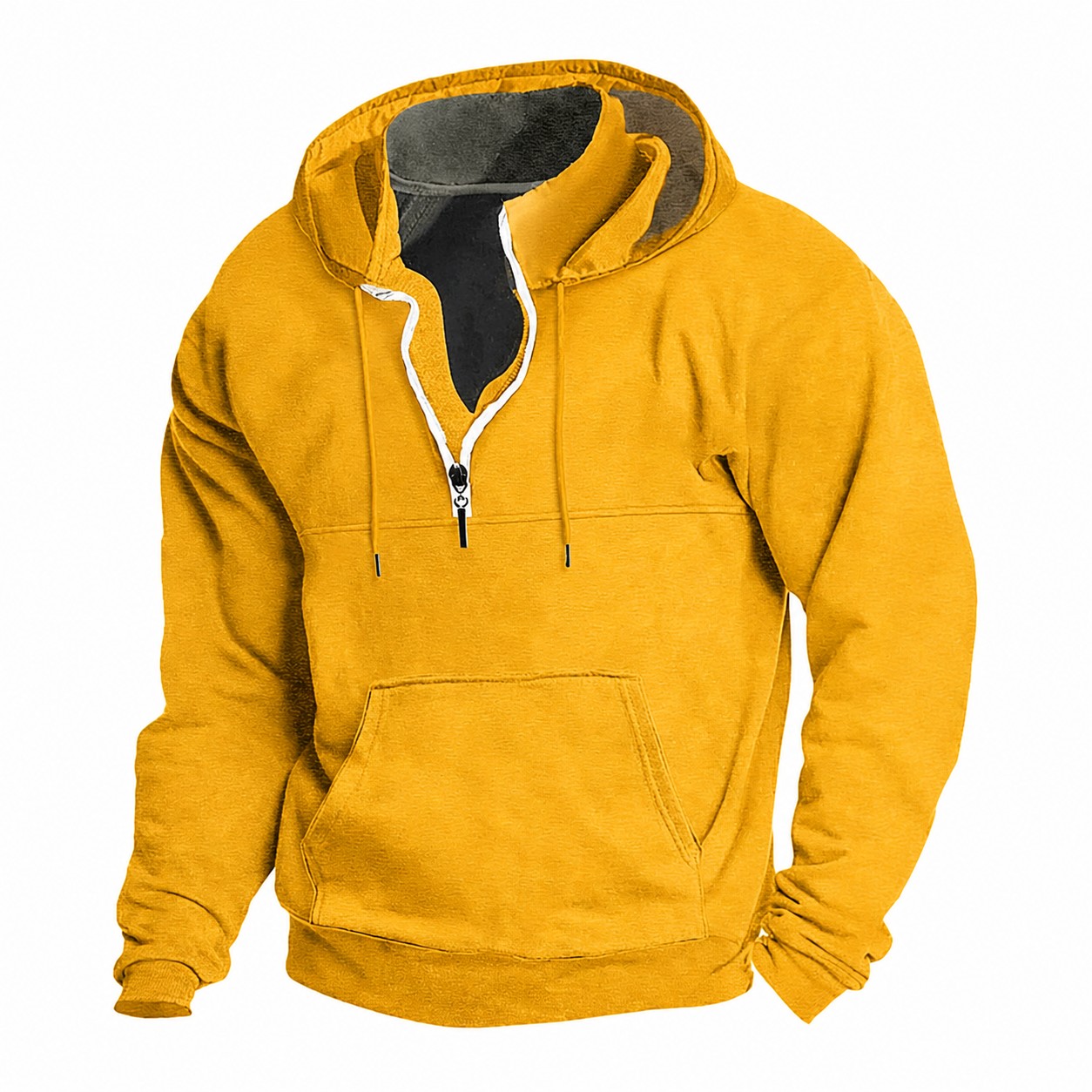 Slim Quarter Zip Hooded Sweatshirt — Gold