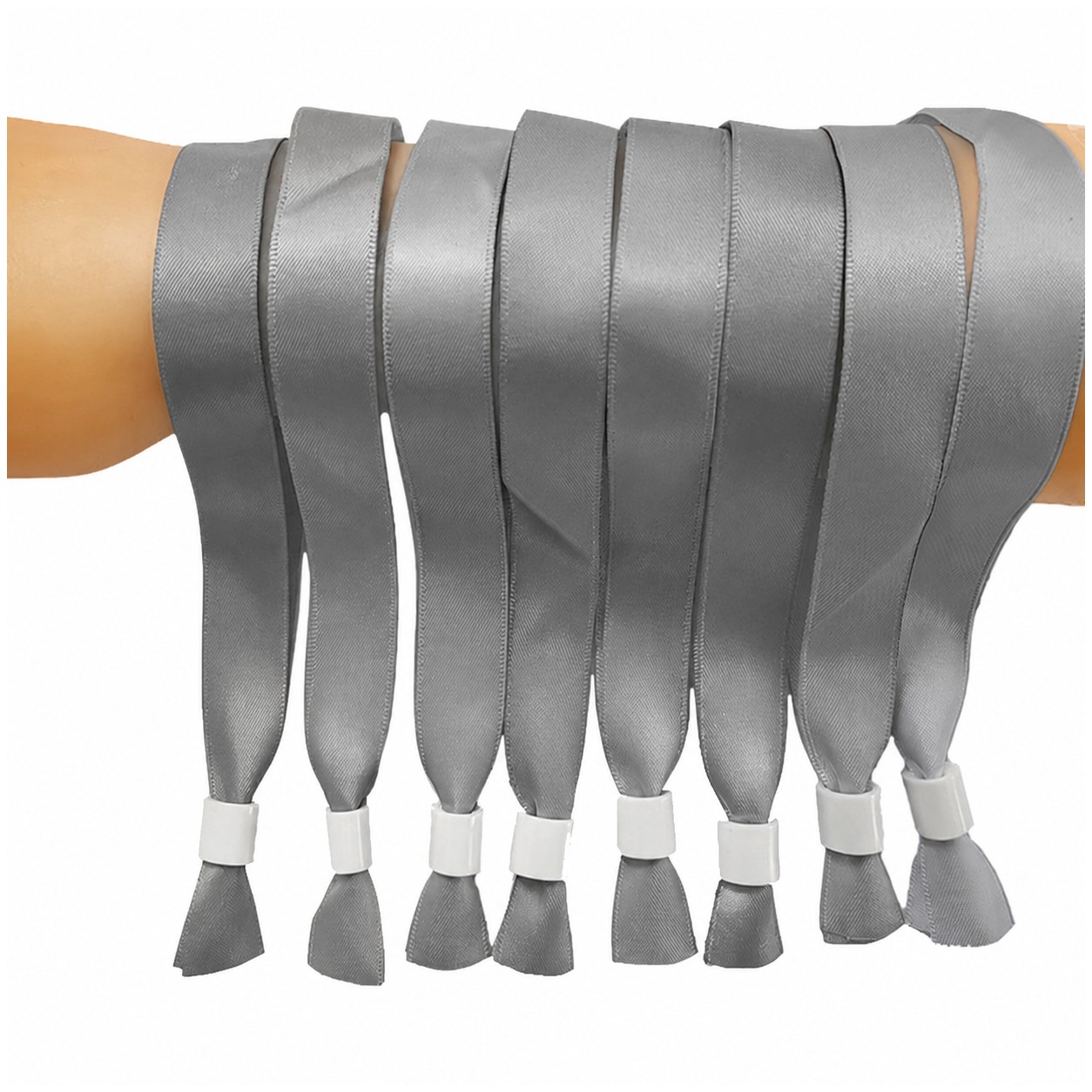 Polyester Ribbon Event Wristband — Gray