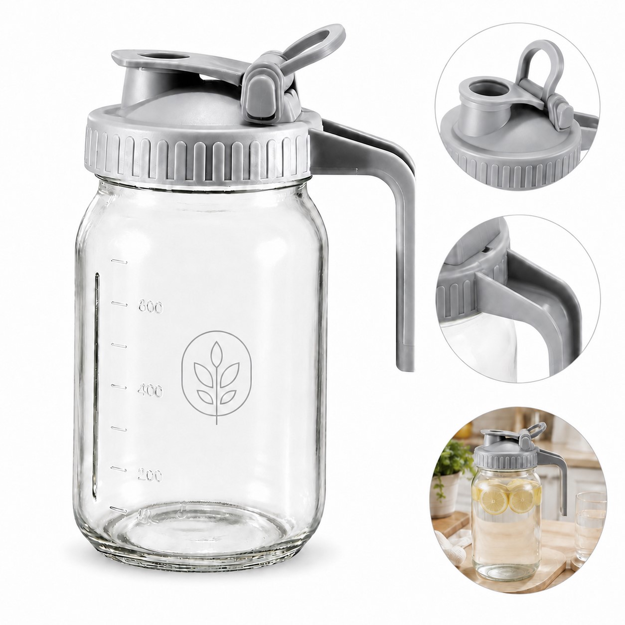 Handled Glass Pitcher With Sealed Lid