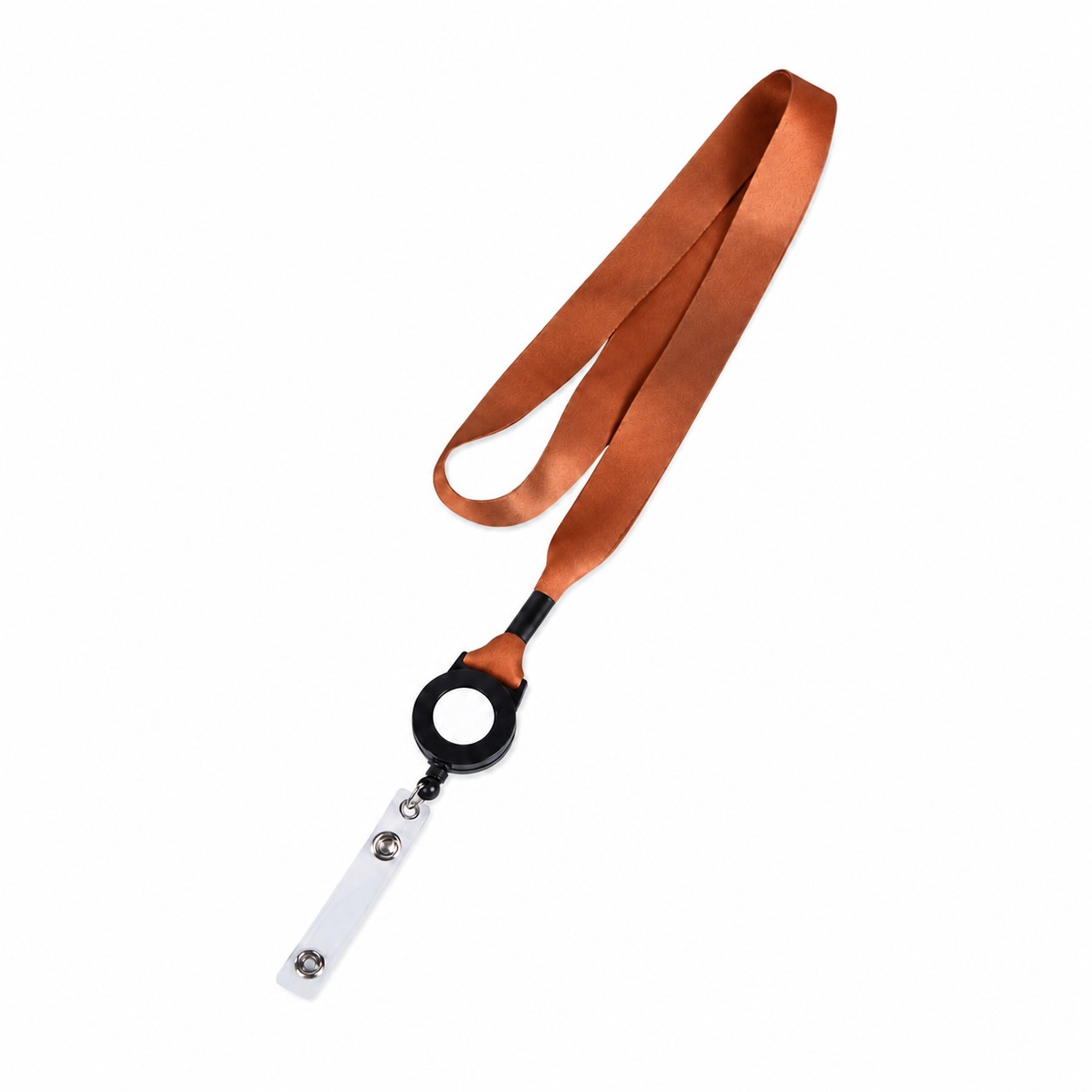 Plastic Crimp Badge Reel Lanyard — Copper Brown
