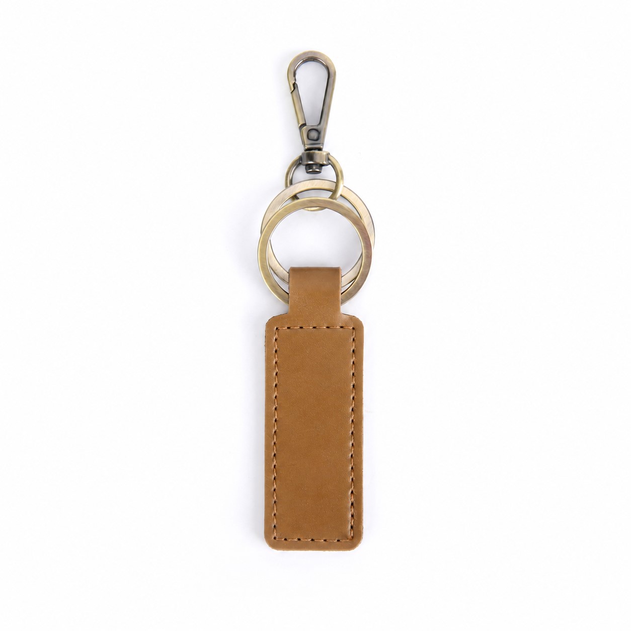 Saddle Leather Keychain Tag — Camel Brown