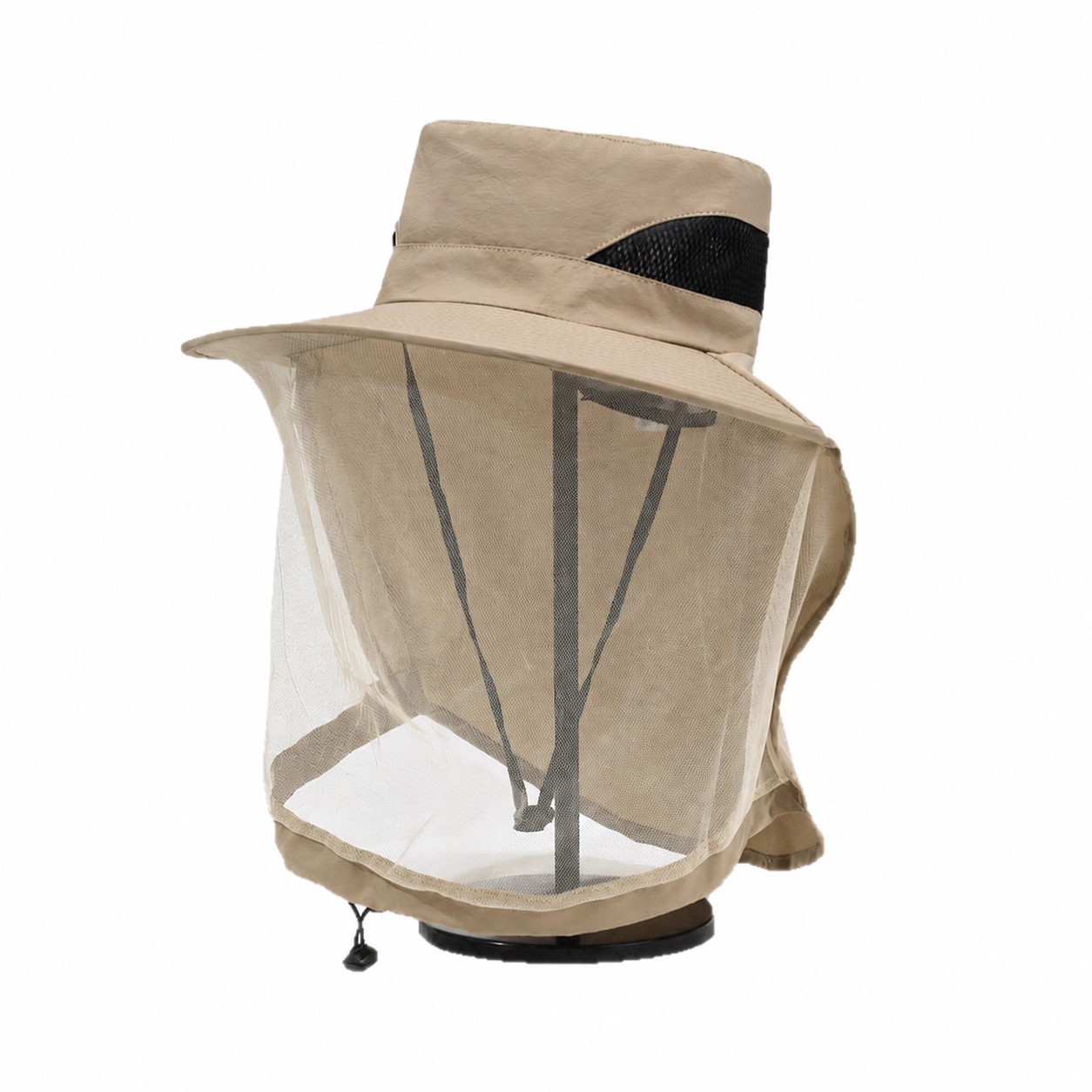 Polyester Mesh Shield Bucket Hat — Khaki Beige