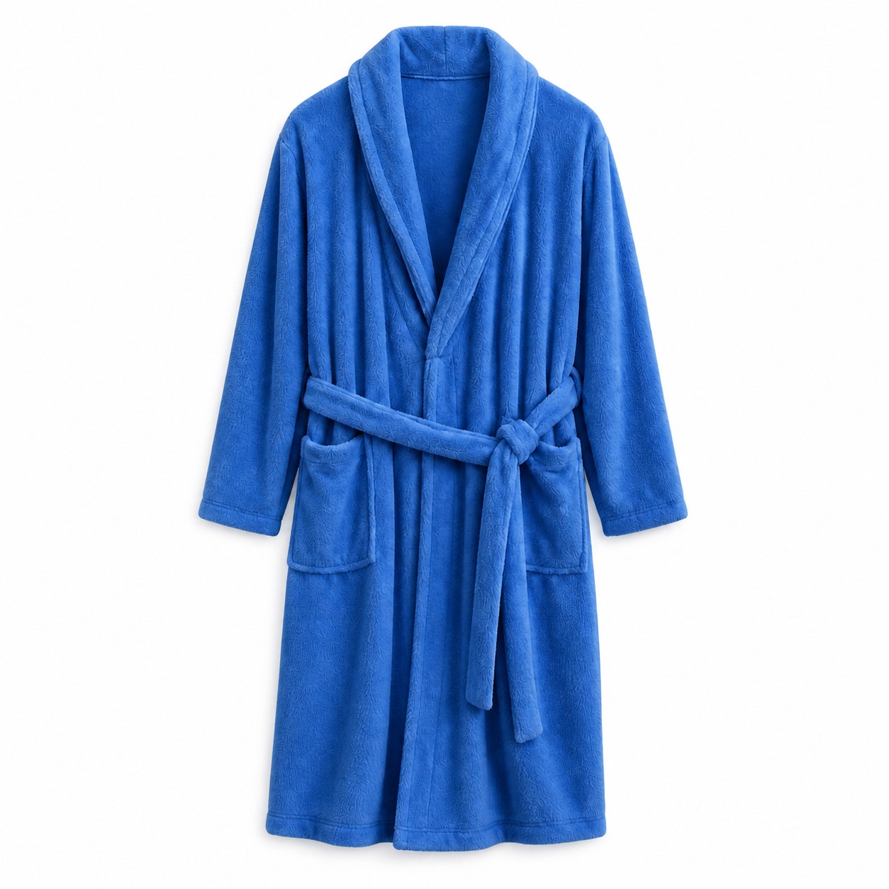 Shawl Collar Fleece Bathrobe — Blue