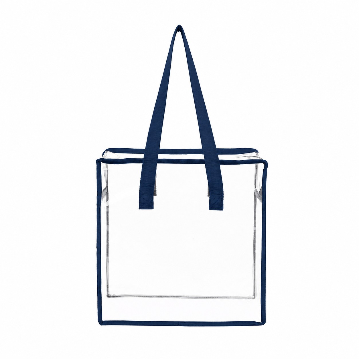 PVC And Polyester Zippered Storage Tote Bag — Navy Blue