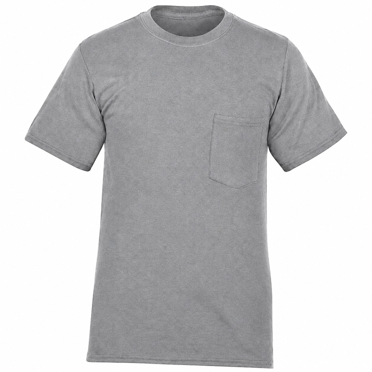 Cotton Pocket Crewneck T Shirt — Gray