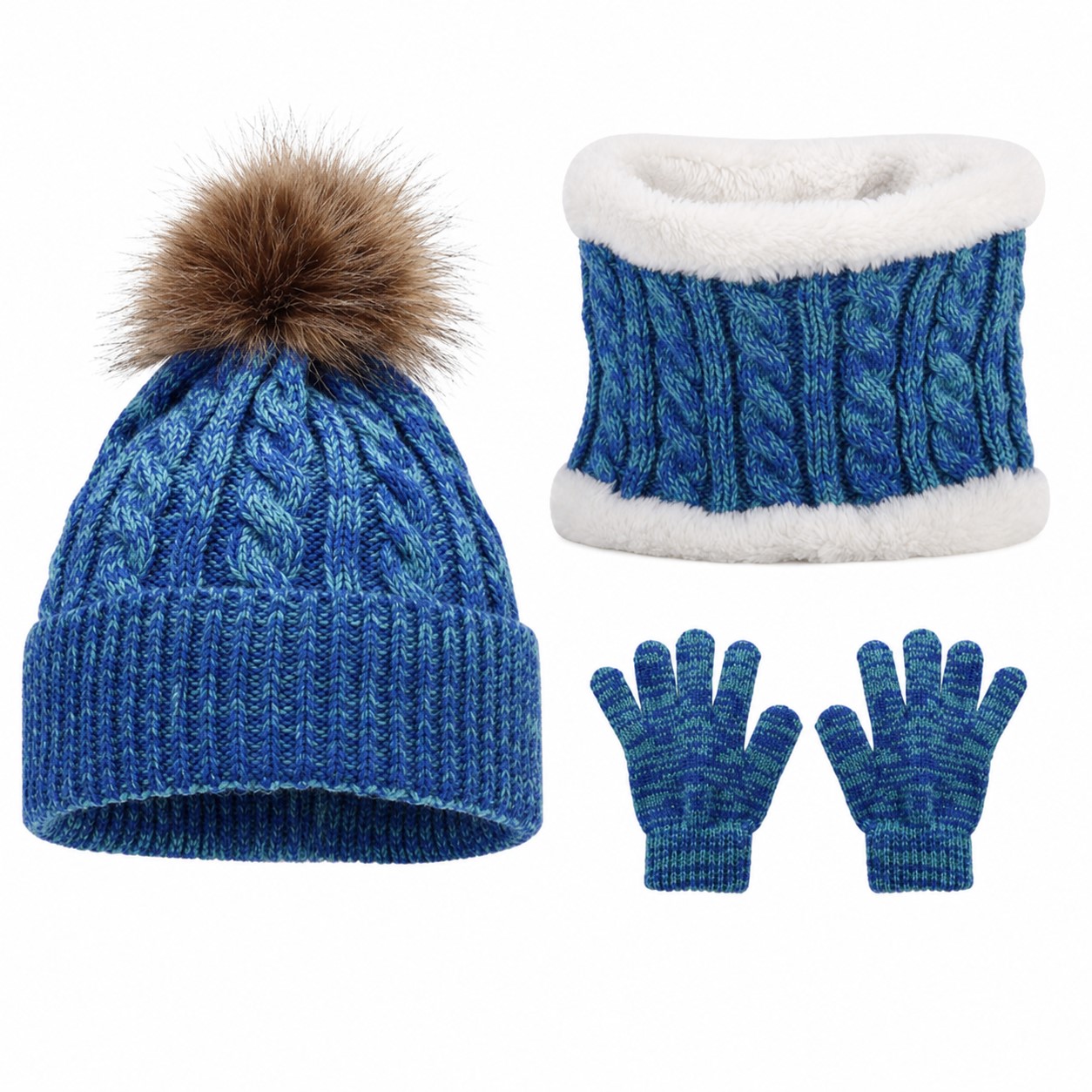 Kids Knit Gloves Hat And Neck Warmer Set — view 2