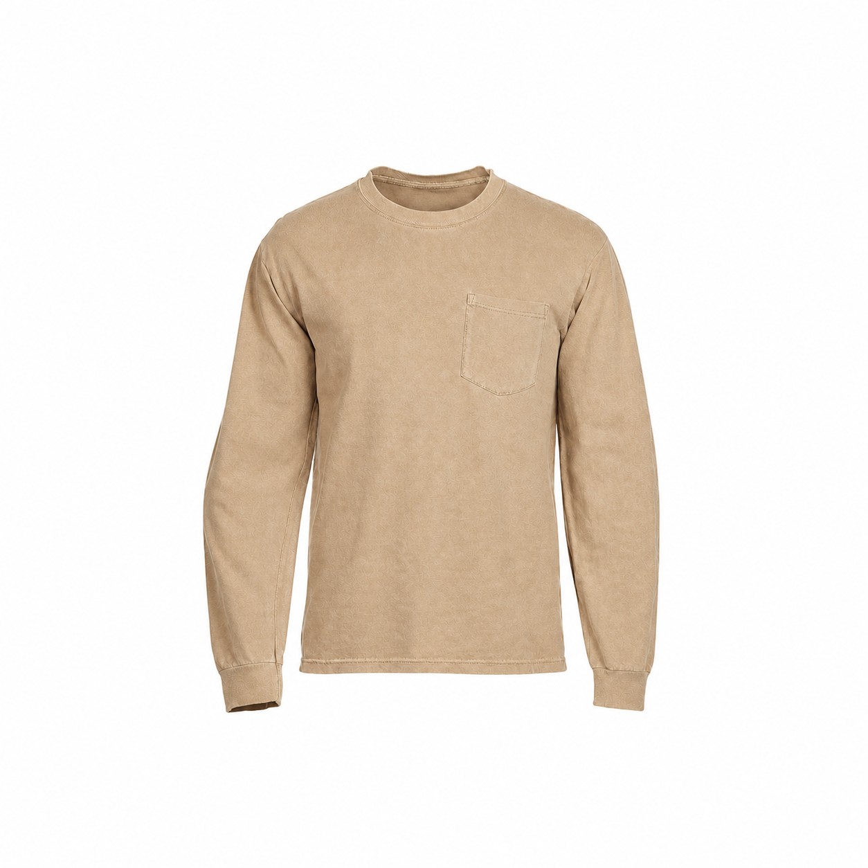 Ringspun Cotton Pocket Long Sleeve Shirt — Tan Beige