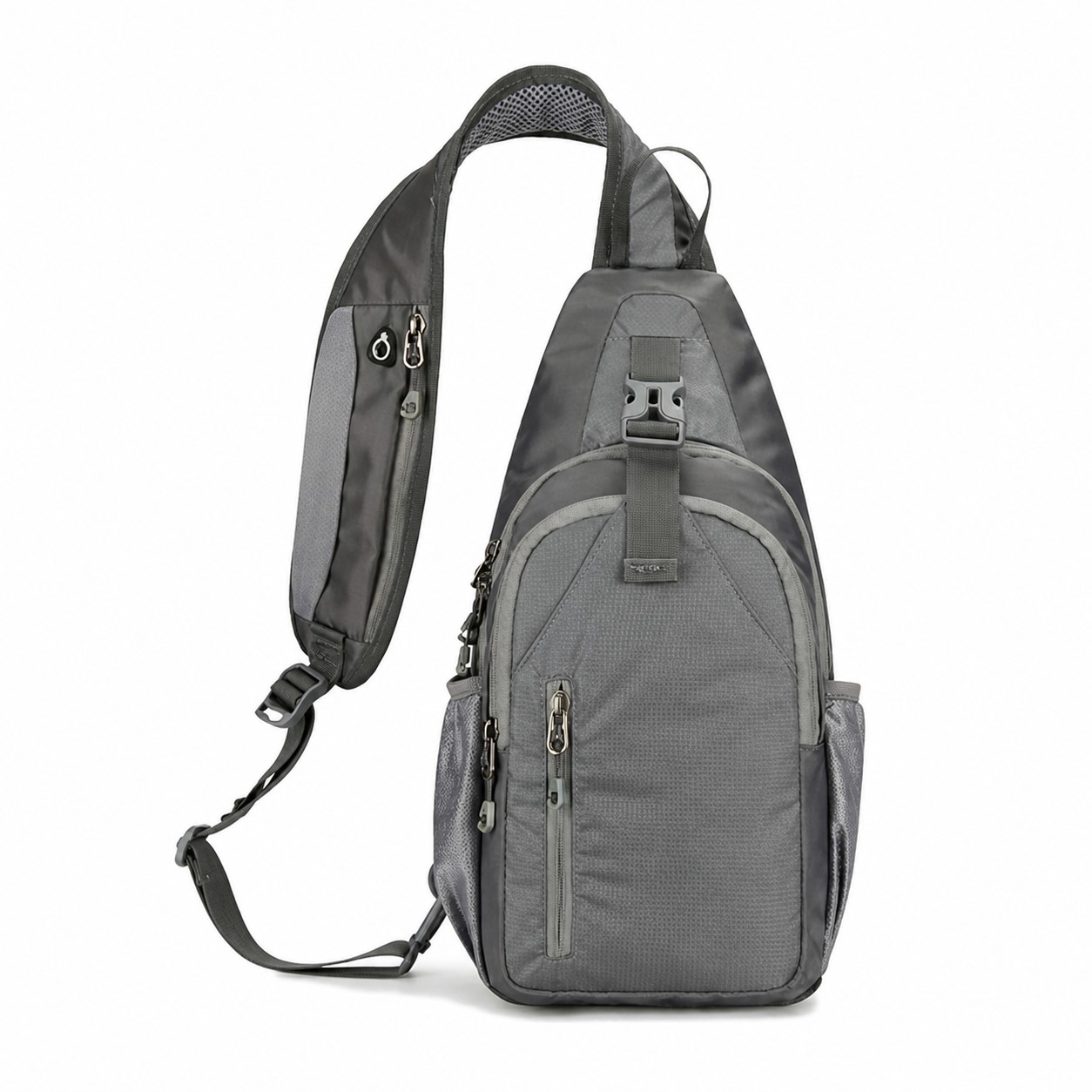 Nylon Single Strap Sling Bag — Gray