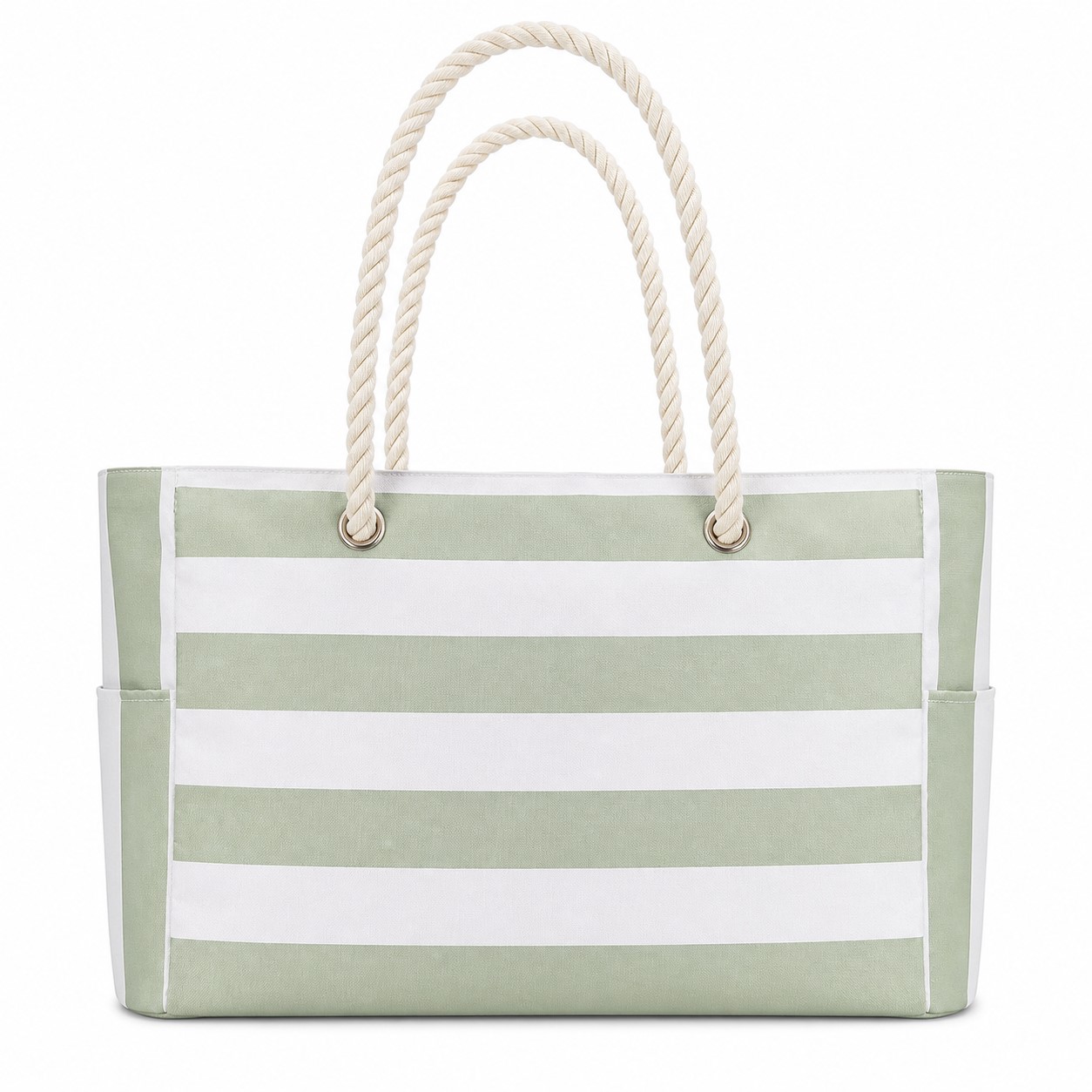 Large Striped Canvas Beach Tote — view 2