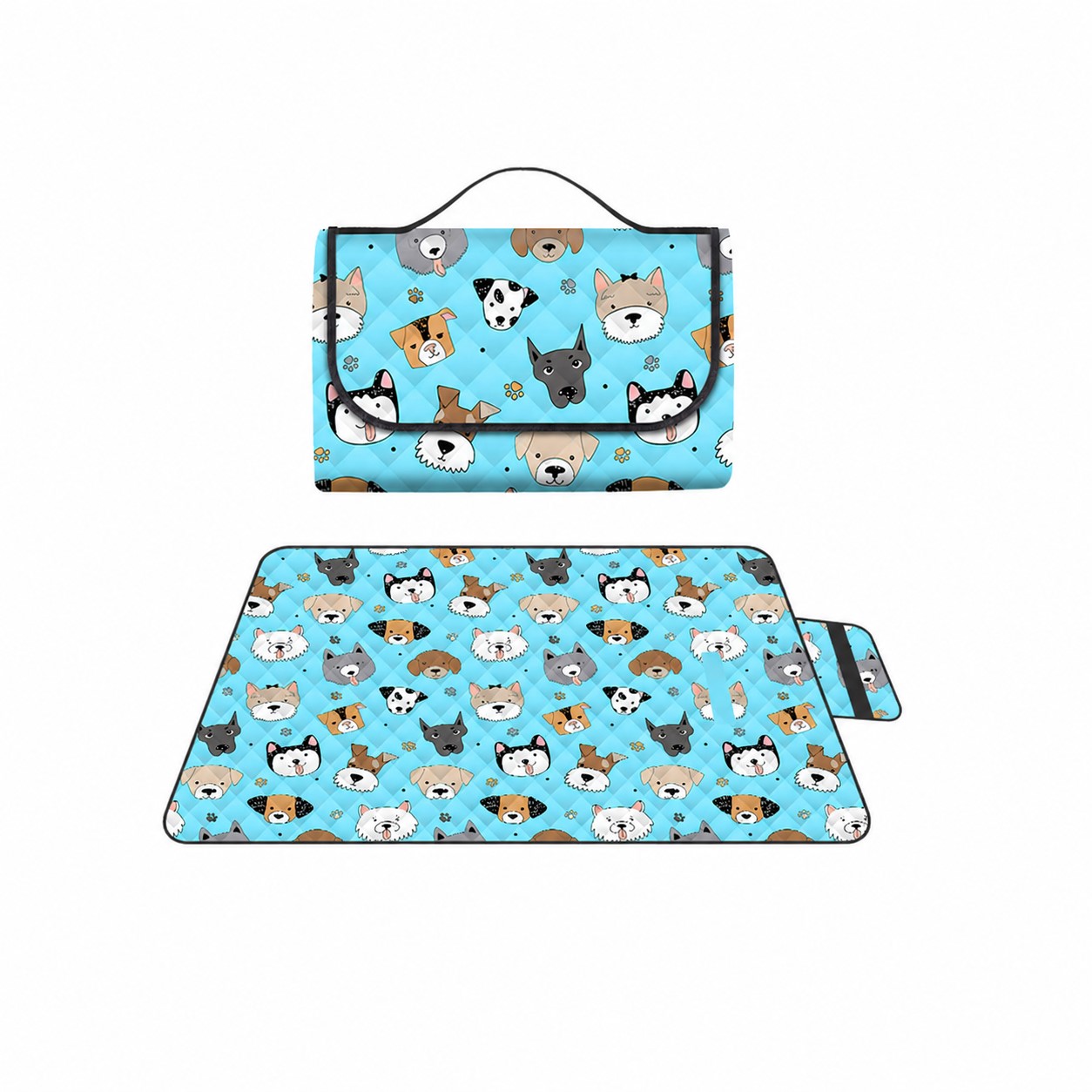 PEVA Picnic Blanket With Carry Flap — Cyan Blue