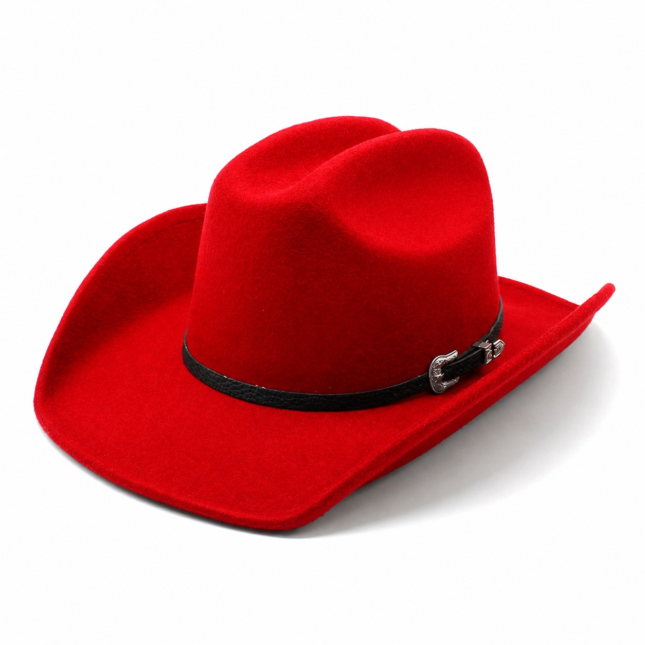 Polyester Band Trim Cowboy Hat — Red