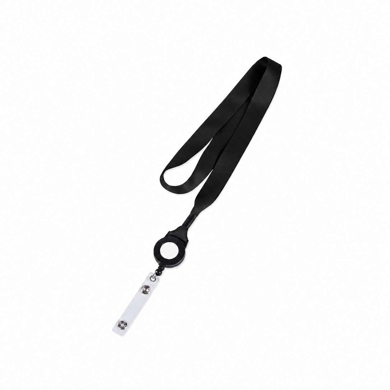 Plastic Crimp Badge Reel Lanyard — Black